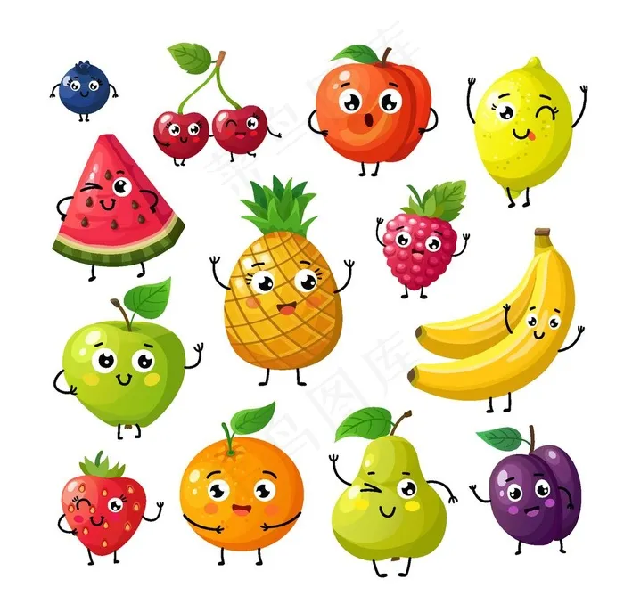卡通水果图片eps,ai矢量模版下载