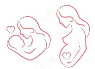 矢量妈妈与新生儿线描logo图片