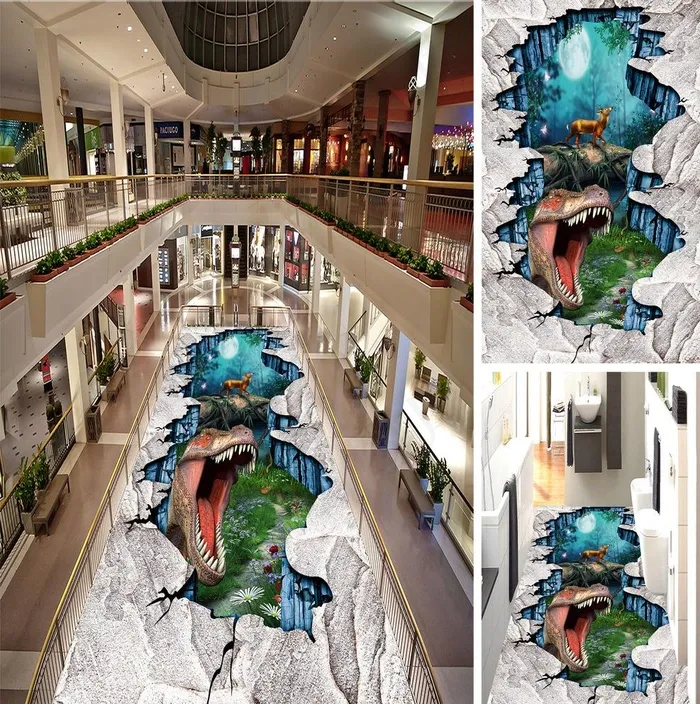 原始恐龙3D立体画街头地画图片(8504X14173(DPI:72))psd模版下载