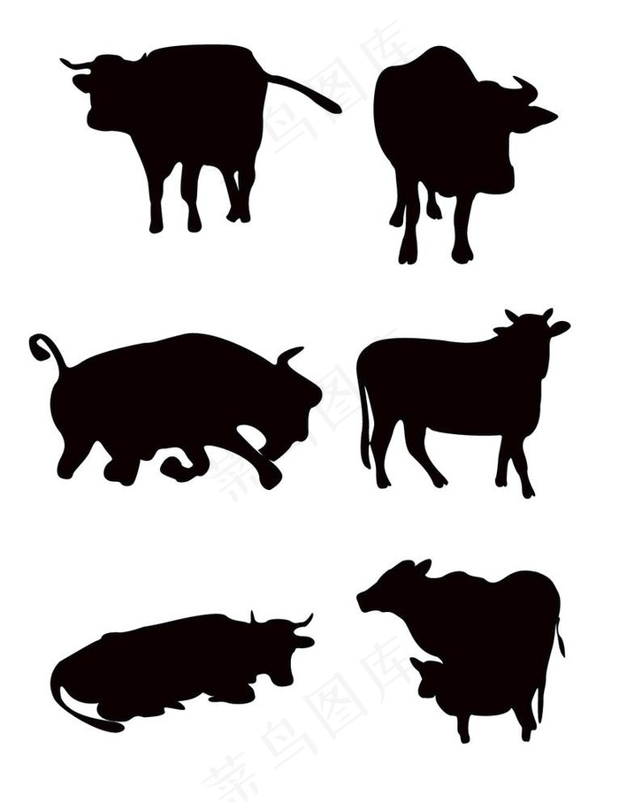 剪影牛图片