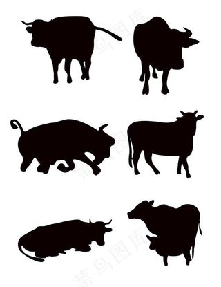 剪影牛图片
