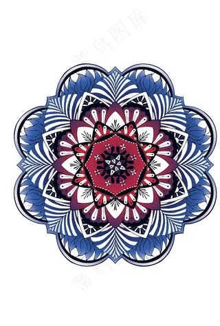 艳丽曼陀罗图案矢量素材图片