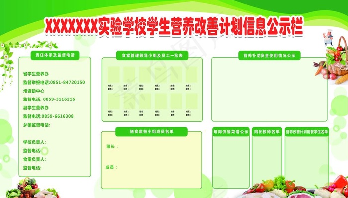 学生营养改善计划信息公示栏图片(7087X4252(DPI:72))psd模版下载