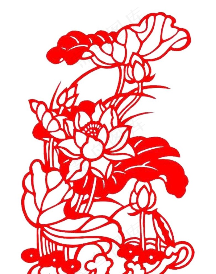 荷花剪纸图片