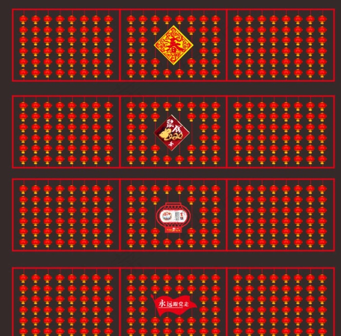 灯笼墙图片cdr矢量模版下载
