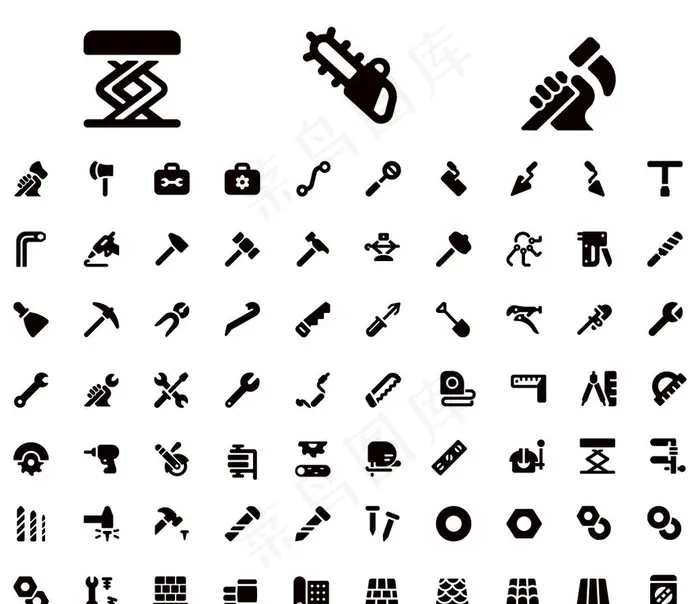 维修加工工具黑白线条小图标图片eps,ai矢量模版下载