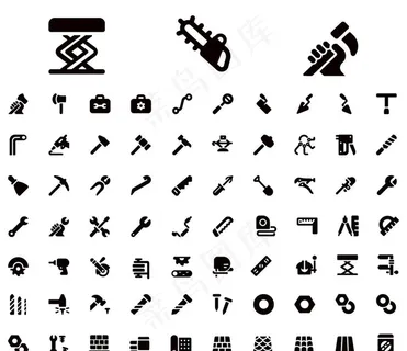 维修加工工具黑白线条小图标图片 维修加工工具黑白线条小图标图片