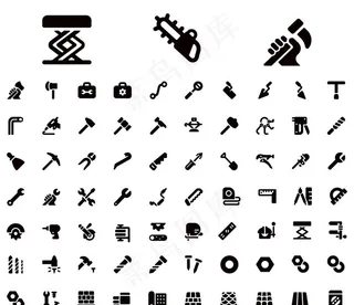 维修加工工具黑白线条小图标图片 维修加工工具黑白线条小图标图片