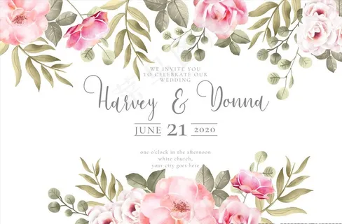 简约高级粉色浪漫结婚请柬水彩花图片 简约高级粉色浪漫结婚请柬水彩花图片