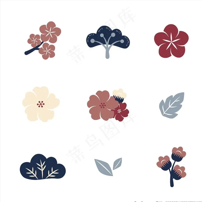 日式插画图标图片eps,ai矢量模版下载