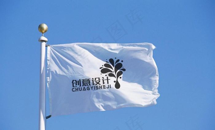 旗子样机图片psd模版下载