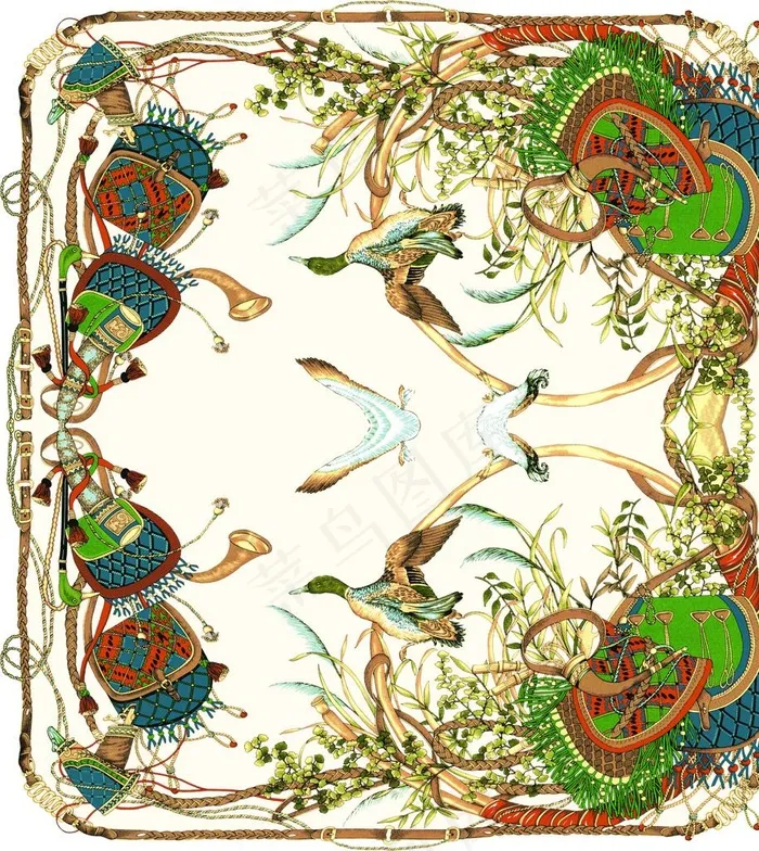 鸭子背包方巾布板扫描版图片