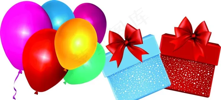 矢量气球礼盒图片