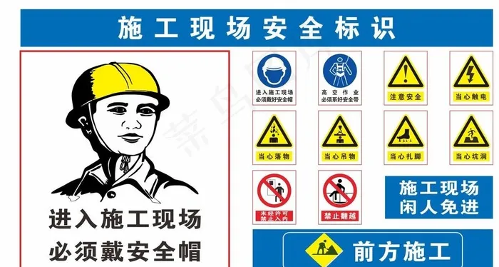 施工现场安全标识图片cdr矢量模版下载