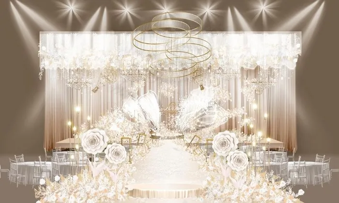 香槟色翅膀婚礼效果图图片(210X297)cdr矢量模版下载