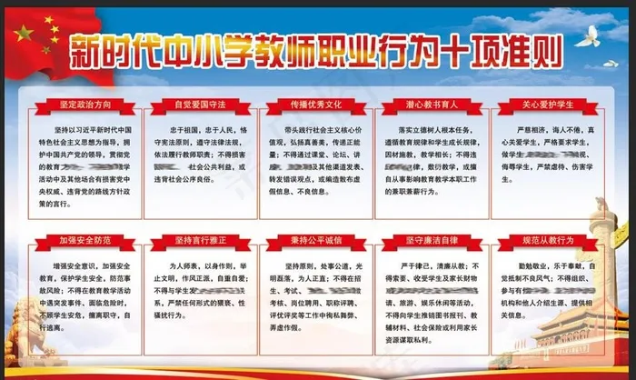 新时代中小学教师职业行为十项准图片(4409X2742(DPI:70))psd模版下载
