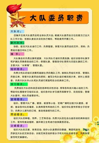 大队委职责展板图片