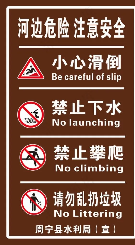 河边警示牌图片cdr矢量模版下载