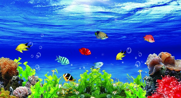蓝色海底世界水底背景图片