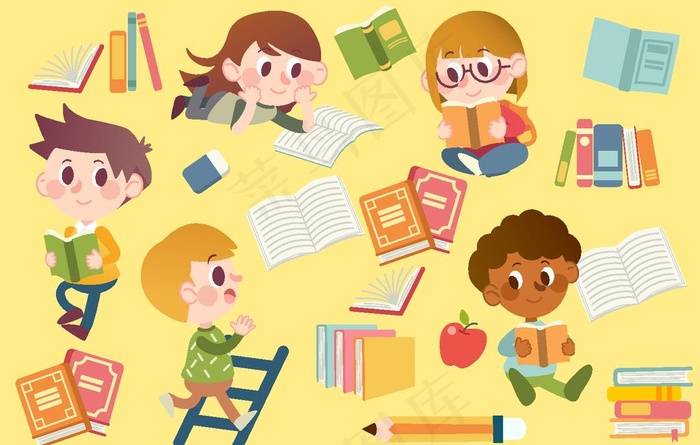 卡通阅读图片