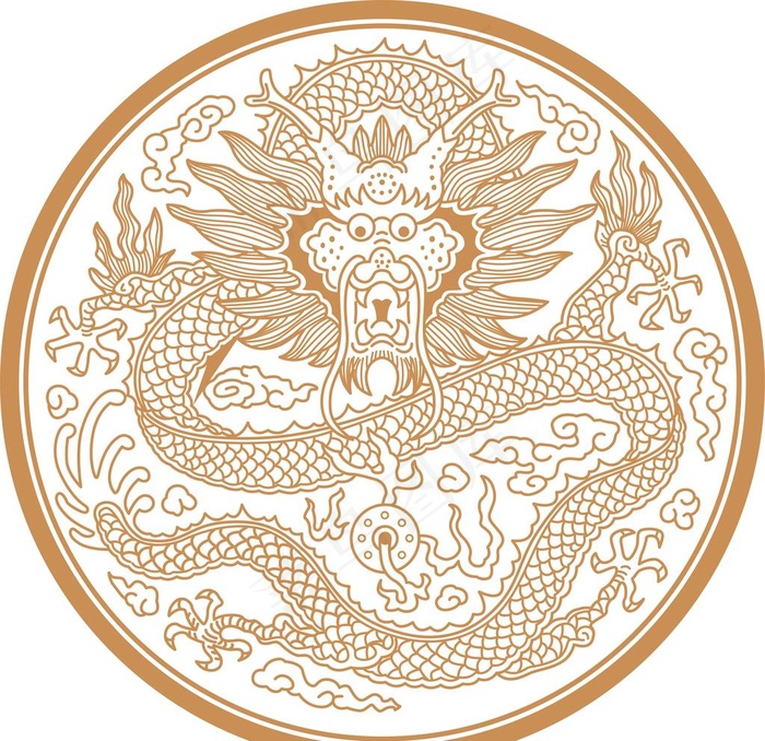 圆形龙纹图片ai矢量模版下载