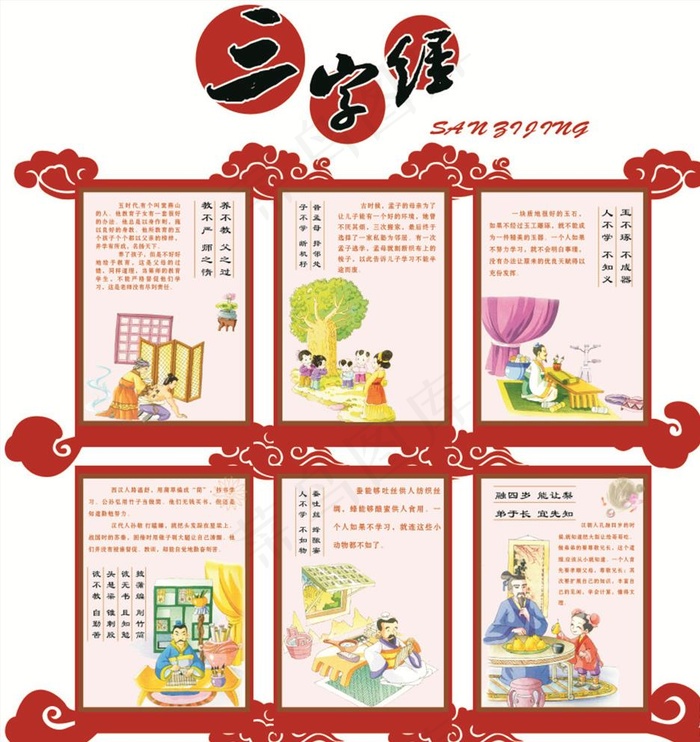 三字经图片cdr矢量模版下载