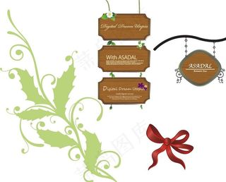 木牌 花纹 蝴蝶结图片