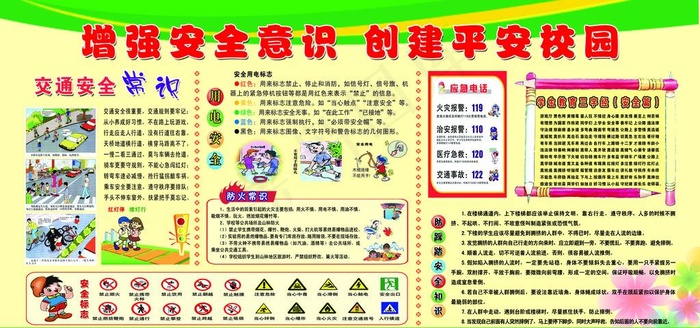 校园安全展板图片(6496X3248(DPI:55))psd模版下载