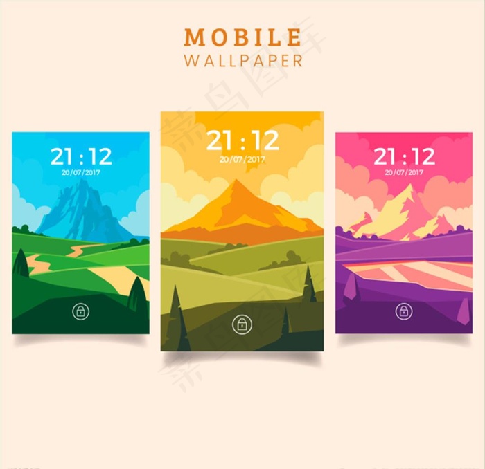 卡通风景图片eps,ai矢量模版下载