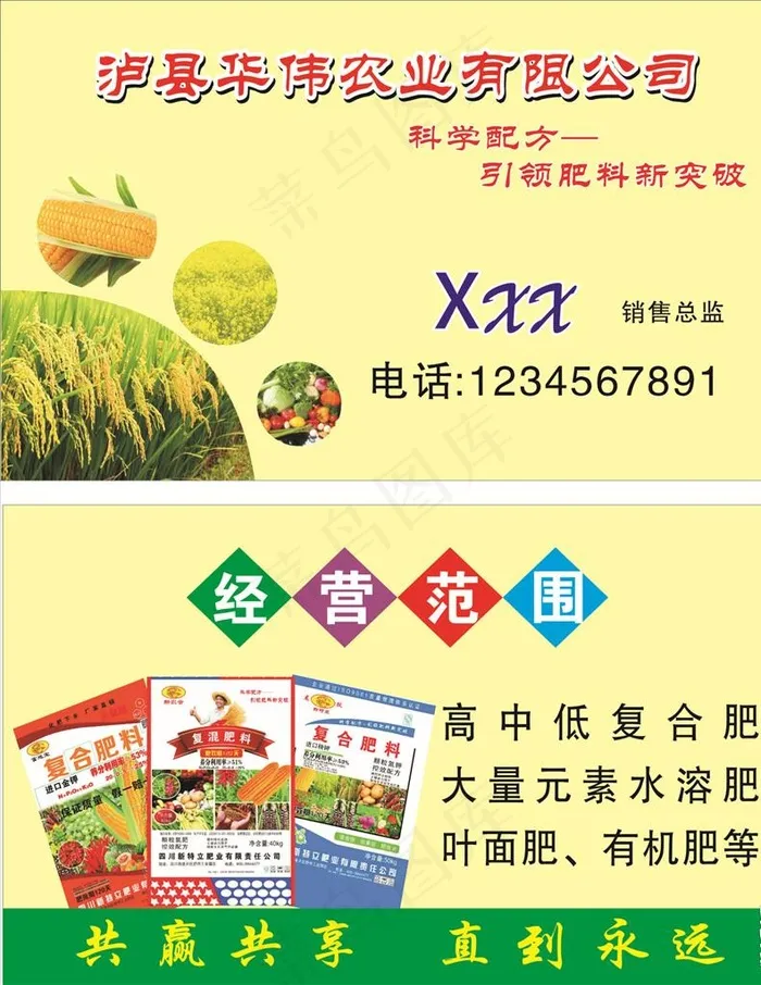 化肥名片图片cdr矢量模版下载