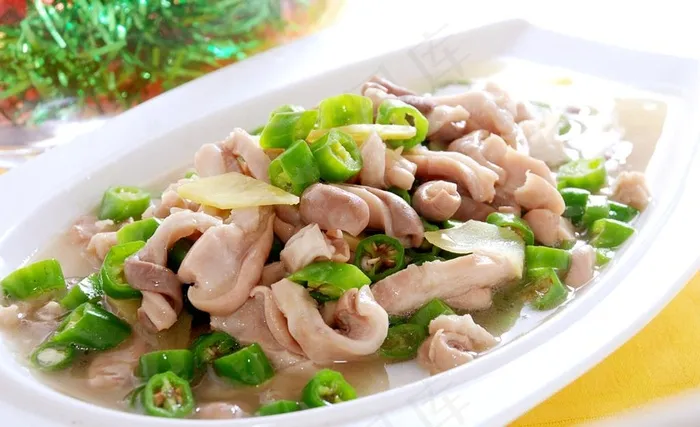 青椒焖肚条图片