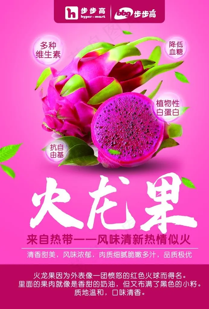 火龙果海报图片(2480X3508(DPI:300))psd模版下载
