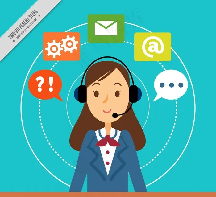 卡通女客服设计矢量素材图片ai矢量模版下载