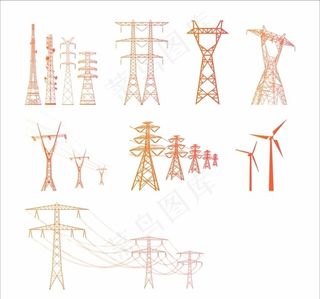 电塔元素电力矢量图片