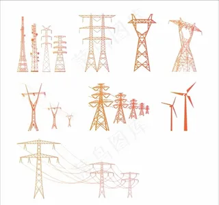 电塔元素电力矢量图片