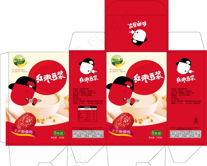红枣豆浆外盒图片(4252X3543(DPI:300))psd模版下载