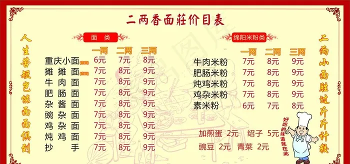 价格表图片cdr矢量模版下载