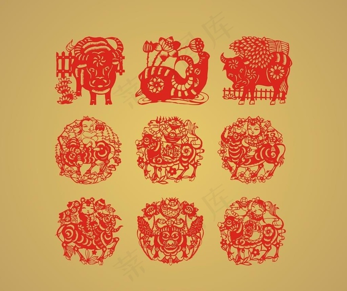 剪纸牛图片