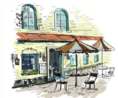 咖啡馆插画图片
