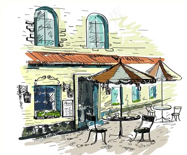 咖啡馆插画图片