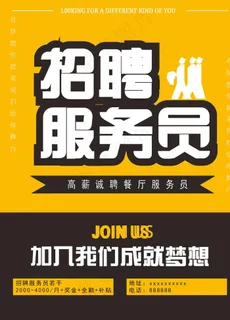 招聘服务员海报图片 招聘服务员海报图片