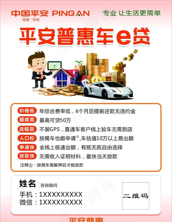 平安普惠车e贷海报图片cdr矢量模版下载