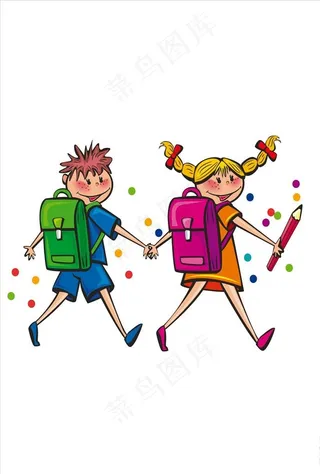 背书包上学的儿童图片