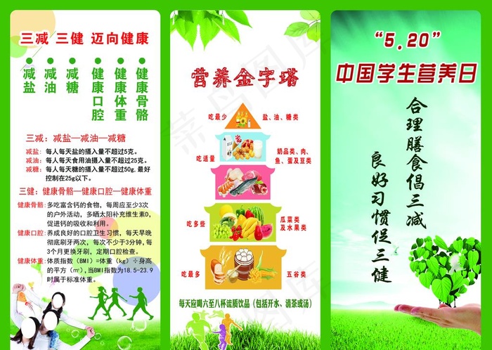 中国学生营养日三折页图片(3438X2552(DPI:300))psd模版下载