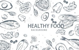 手绘健康食物背景矢量素材图片