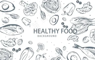 手绘健康食物背景矢量素材图片