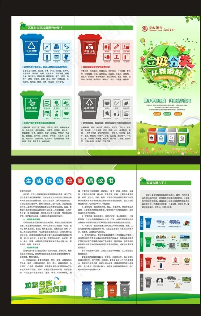 垃圾分类三折页图片cdr矢量模版下载