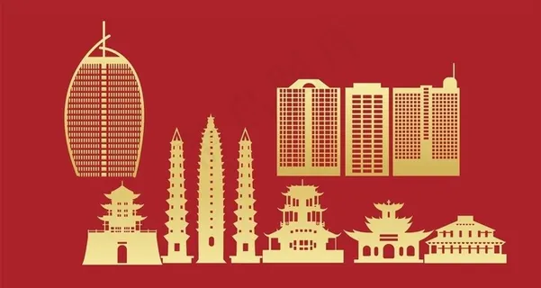 大理城市剪影图片