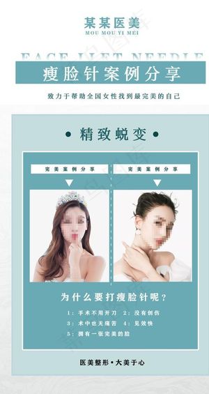 瘦脸针案例分享医美海报图片