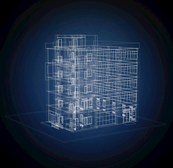 数字科技风格建筑线框图图片